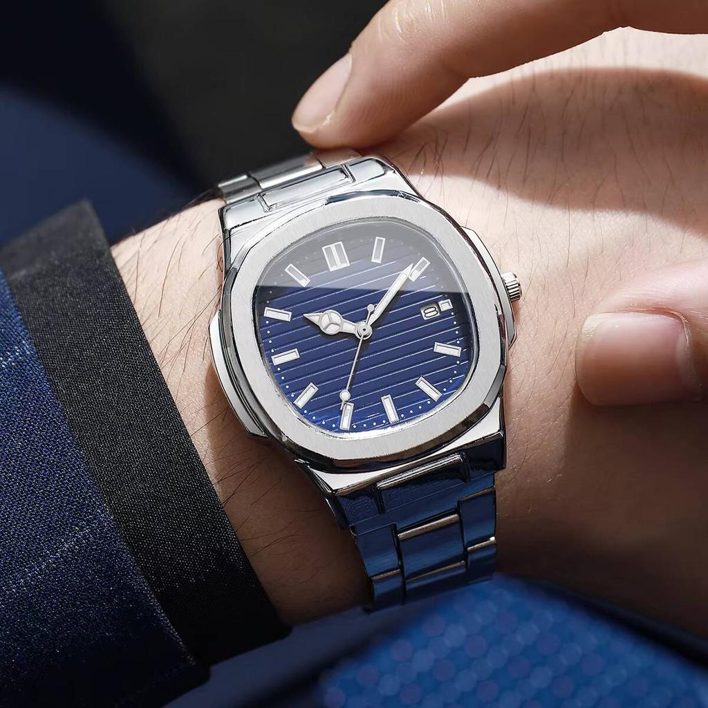 Набор из 2 мужских деловых часов, модные кварцевые наручные часы с квадратным циферблатом и календарем, Reloj Mujer