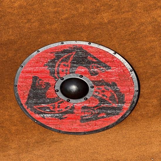 60.96 Cm Fenrir Red Eivor Raven Authentic Battle Worn Viking  Handcrafted Shields