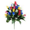 Artificial Cemetery Flower 24 Heads Faux Silk Rose Bush Memorial Rose Flower Bouquet for Headstones Gravesite Vase