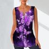 Women's Fashion V Neck Shirts Casual Tops T-shirt Ladies 3D Flying Butterfly Print Vest Plus Size Sleeveless Blouse Tank Tops