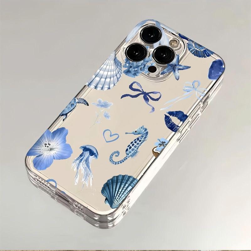 Акварельный чехол для телефона с морской жизнью для iPhone 17 Air 16E 16 15 14 11 Pro Max Plus 13 12 Mini 8 7 X Прозрачный ударопрочный чехол