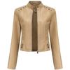 Women Faux Leather Jacket Cropped Zip Up Motorcycle Short PU Moto Biker Outwear Fitted Slim Coat with Pockets Stylish Rivets Punk Rock Fashion Blazer