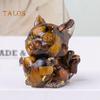 Natural Stone Nine-tailed Fox Figurine Positive Healing Energy Hand-carved Colorful Faux Crystal Love Heart Animal Statue Desktop Decoration Ornament