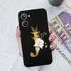 Case For OPPO Realme 2 5 6 7 8 Pro 9i Realme 9 10 Pro+ Luxury Liquid Silicone Soft TPU Couple Case Flower A-Z Letters For Realme Fundas Coques Bumper