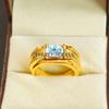Aquamarine Oval Cut With 925 Sterling Silver Gold Plated Ring For Men's #A737 JL375659043641