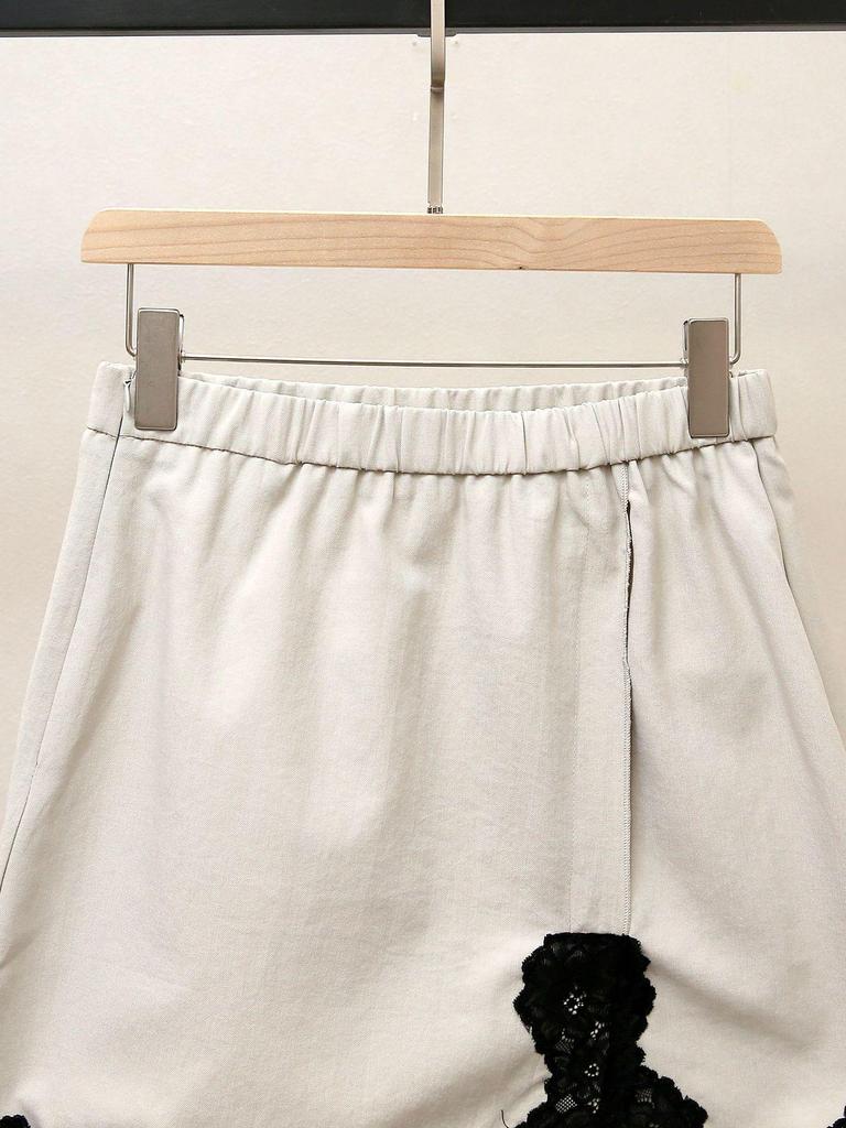 Elegant Autumn French-Style A-Line Lace Midi Skirt