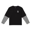 Vans Color Block Plaid Loose Long Sleeve T-Shirt With Logo Print Men Tops Black VN000GNWBLK