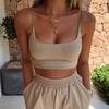 Summer Sleeveless Solid Sexy Crop Tank Tops Women Slim Fit Elegant Casual Tanks Camis Office Lady Sling Vests Female Clothing 24100