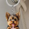 Yousheng 2Pcs Keychain Pendants Air Freshener Adorable Dog Shape 2D Flat Acrylic Hanging Ornaments Cars Interior Decor Accessories