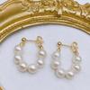 S925 Silver Needle Gold-Plated Natural Freshwater Pearl Retro Dangle Earrings