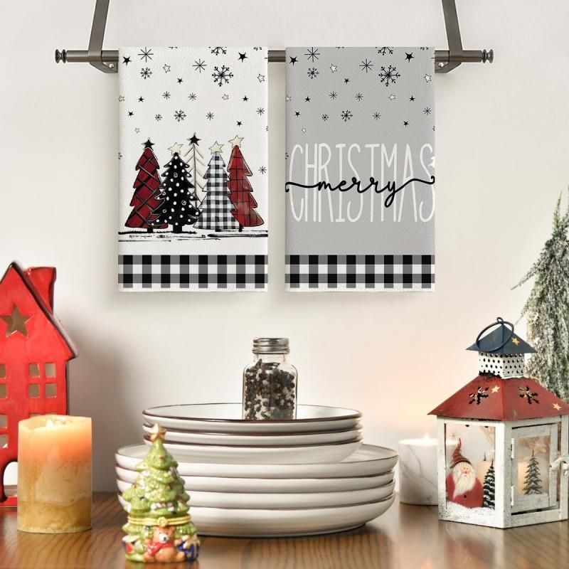 Christmas Kitchen Towel Nordic Style Snowman Print Dish Multipurpose Cotton Tea Home Holiday Decor
