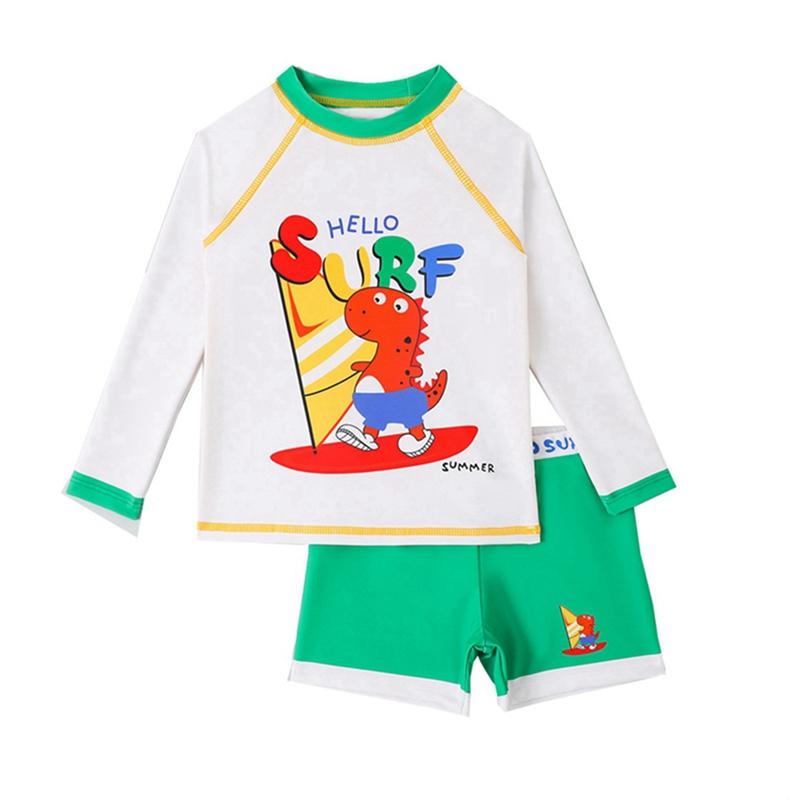 Купальный костюм для мальчиков 4-8 лет, топ и шорты с длинными рукавами