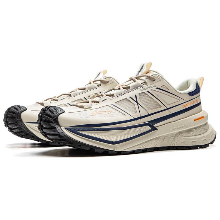 Li Ning Outdoor CF Tracing, Xingchuan SE Спортивные низкие кроссовки для активного отдыха и хайкинга, унисекс, бежево-синие, AHTV015-5