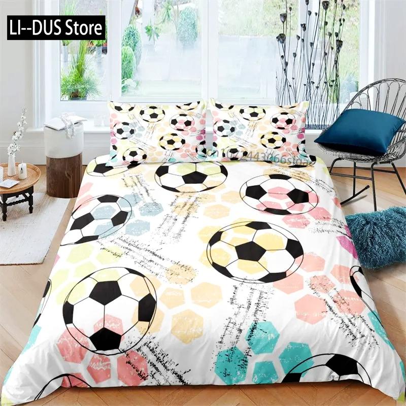 Football Duvet Cover Sports Theme Ball Games Bedding Set Kids Basketball Hockey Comforter Cover Twin for Boys Girls Room Decor