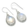 Natural Rainbow Moonstone Gemstone 925 Solid Sterling Silver Earring 1.25" R1w03