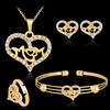Women Hollow Heart Necklace Jewelry Set Bracelet Earrings