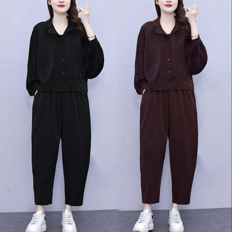 Женская мода весна свободные повседневные шаровары куртка из двух частей женский омолаживающий костюм