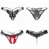 Lace Low-Waist Open Crotch Panties - Ultra-Thin Transparent Mesh Thong for Women