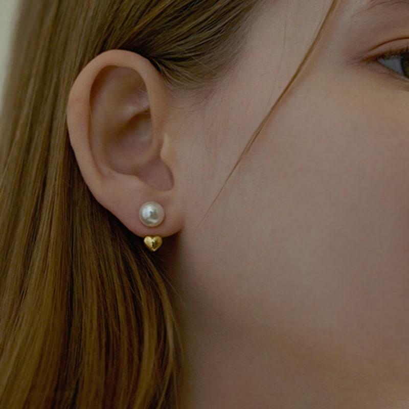 Lewe Pearl heart two-way earring