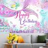 Mermaid Theme Happy Birthday Background Pink Purple Kids Girls Birthday Party Banner Decoration Home Photography Backdrop New