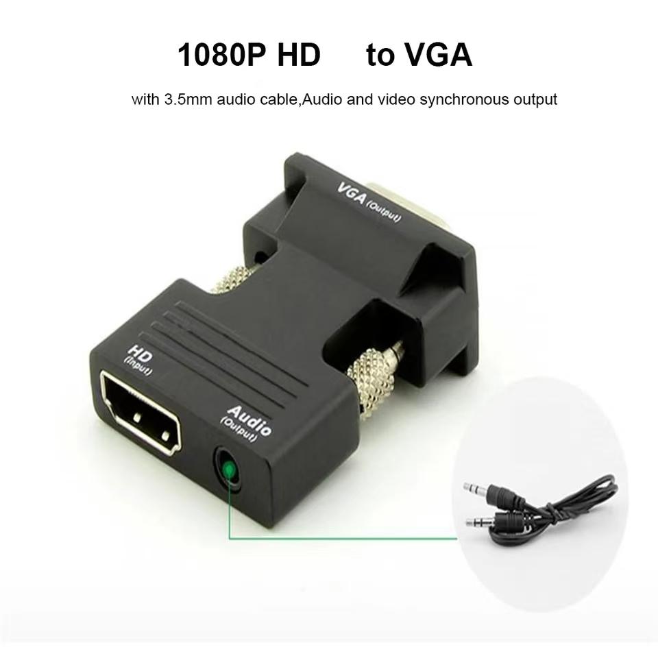 Конвертер HDMI-совместимый гнездо на VGA штекер Адаптер кабеля 3,5 мм аудио 1080P FHD видеовыход для ПК, ноутбука, телевизора, монитора, проектора
