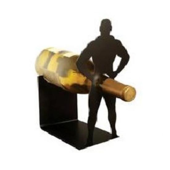 Muscular Man Wine Bottle Holder Black Metal Wine Display Stand Countertop Freestanding Wine Storage Rack Funny Adult Tabletop Centerpiece