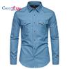 Мужские повседневные рубашки Cozy Up с карманами, джинсовые рубашки с длинным рукавом