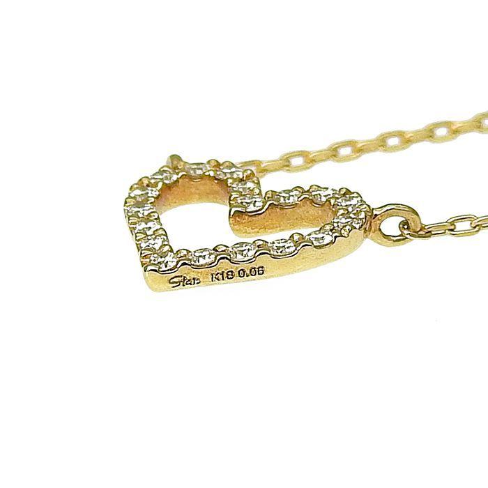 Б/у STAR JEWERLY Звездные Украшения Ожерелье с мотивом сердца и бриллиантами K18YG 750 Желтое золото Бриллиант 0,06 карата 37 см Ожерелье с удлинителем 1,0 г Аксессуары Женские