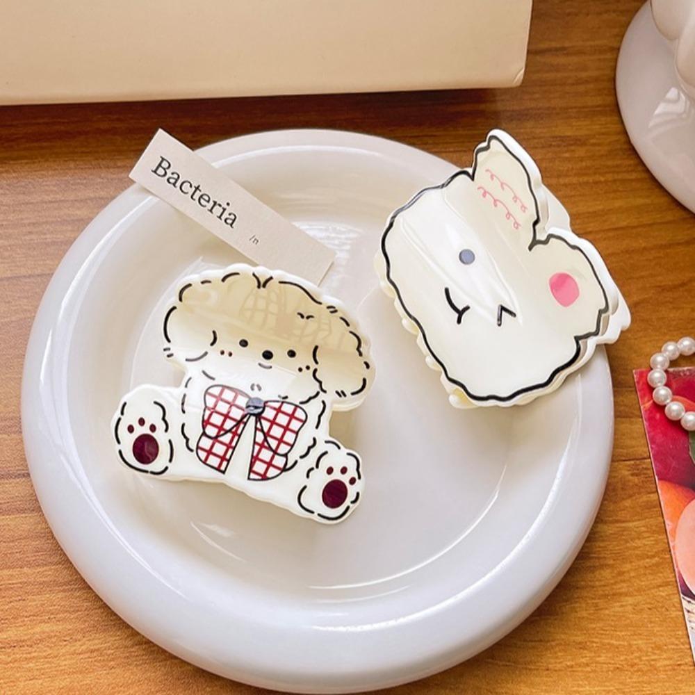 Korean Style Plaid Dog Crab Clip Puppy Small Shark Clip Sweet Spotted Cat Hair Clip  Headdress