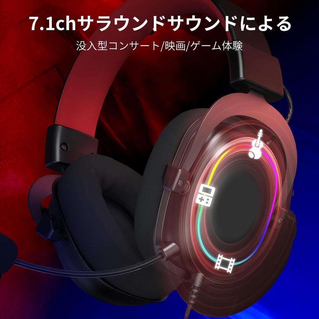 H510 RGB Wired Gaming Headset Surround Sound 53mm Audio Drivers with Memory Foam Ear Pads and Reliable Fabric Cover Headphones USB Powered with Zeus-X