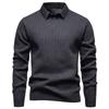 Men's Casual Patchwork Fake Two-piece Knitted Inner Sweater, Men's Warm Lapel Shirt Sweater
