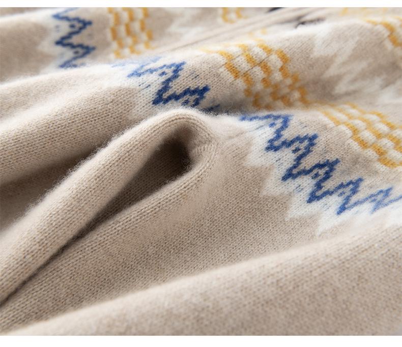 Женский кардиган из кашемира в стиле Fair Isle, утолщенный жаккардовый, с цветовыми блоками, стиль 2026