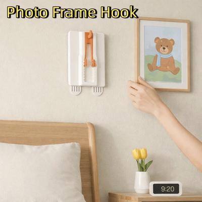3 шт. Пластиковый крючок для фоторамки Без сверления Бесшовный крючок для рамы масляной живописи Регулируемый Прочный клейкий подвес для фоторамки