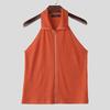 INCERUN Summer Men Sleeveless Zipper Rib Tank Tops T-shirts