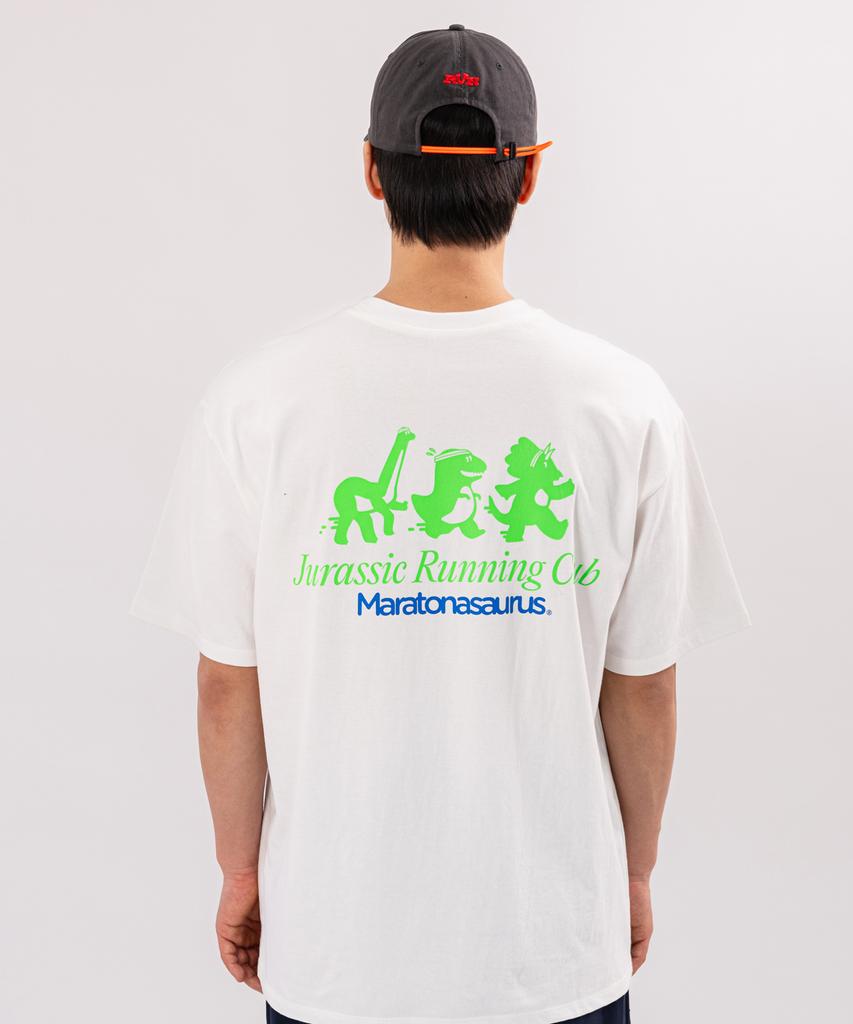 BIGWAVE COLLECTIVE Dinosaur Running Club Short Sleeve T-Shirt (Off-White)