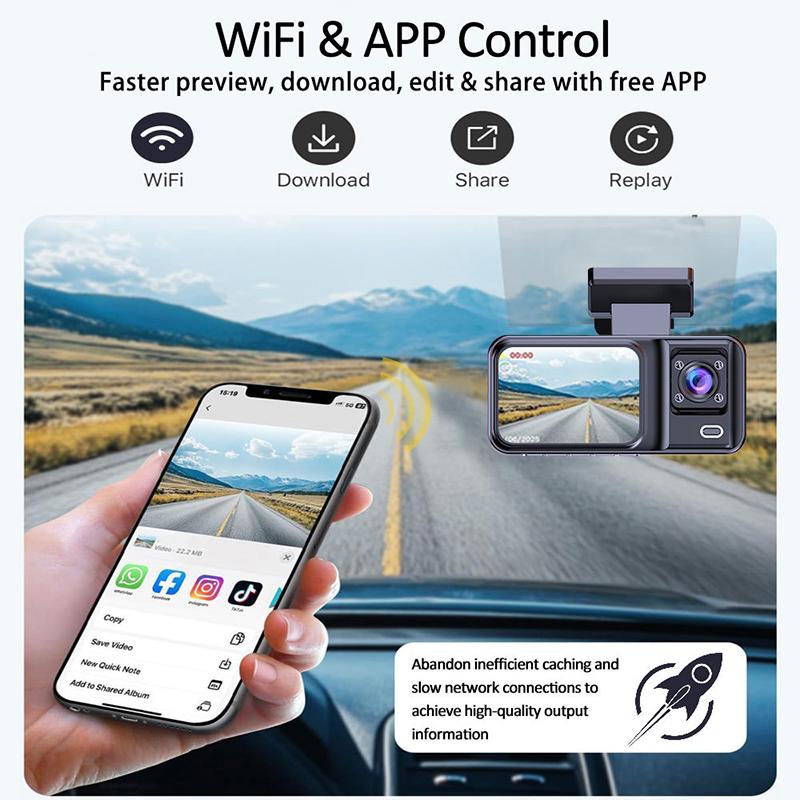 2/3Lens Dash Cam for Cars Camera 1080P WIFI APP Video Recorder Rear View Camera for Vehicle Car DVR Black Box Car Accessories