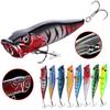 8 Pcs Fishing Lures Popper Bait With Two Hooks Bass Fishing Gear