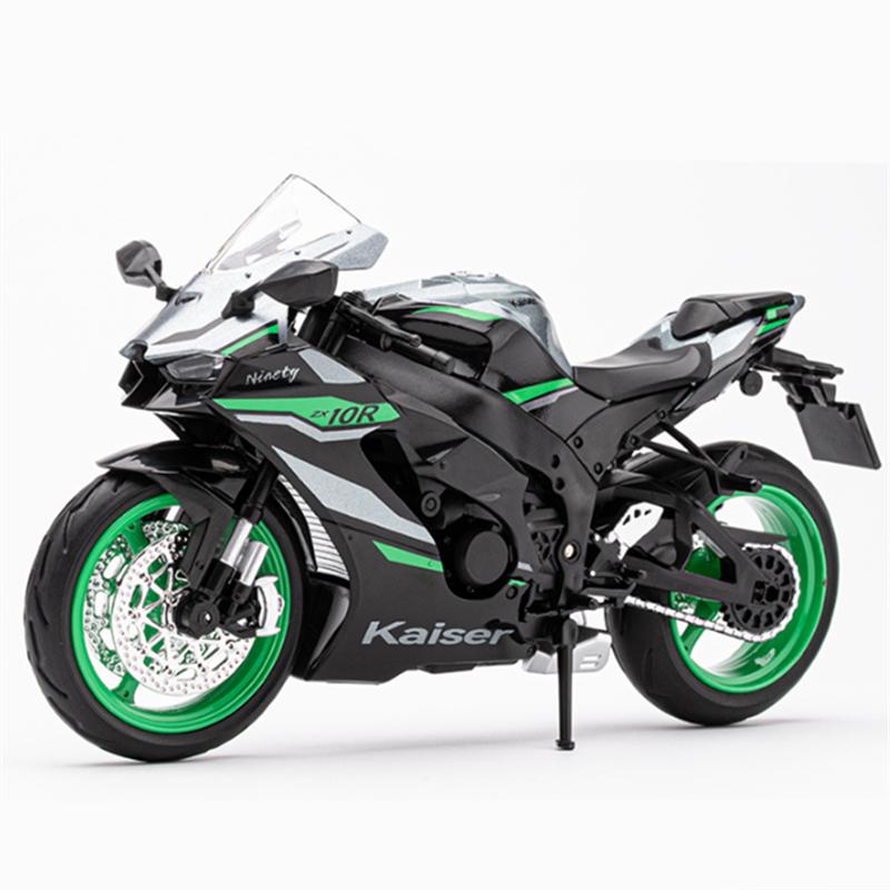 1/12 Kawasaki Ninja ZX-10R Heavy Locomoti Alloy Motorcycle Model Cross-country Racing Motorcycle Model Sound Light Kids Toy Gift