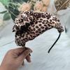 Bowknot Hairhoop Half Caps for Women Elegant Leopard Pattern Headband Nonslip Sweet Fascinator Hairband for Formal Dress