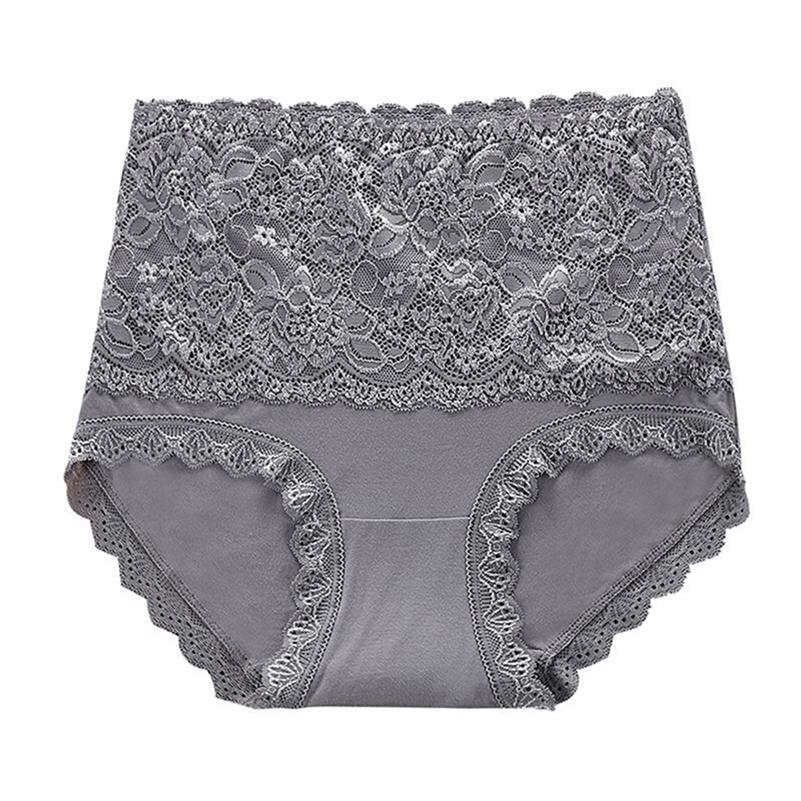 Кружевное нижнее белье больших размеров, женские трусы, женские однотонные трусы, мягкое хлопковое повседневное нижнее белье, трусики с высокой талией