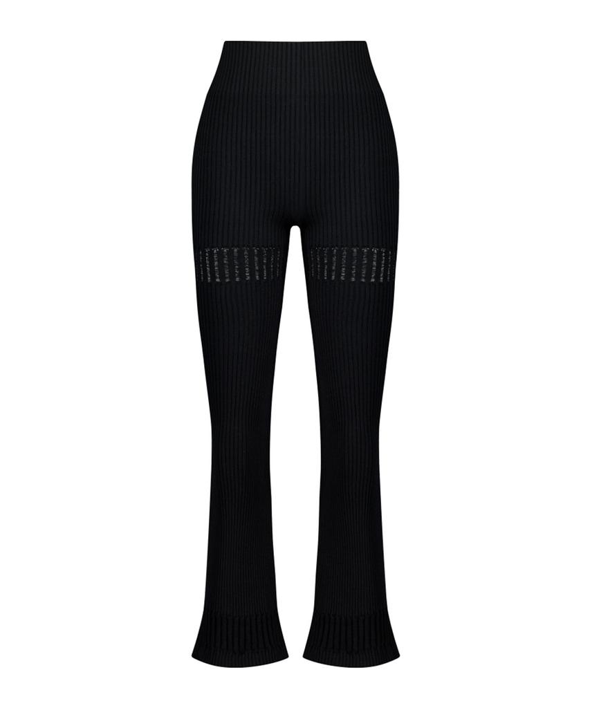 Jyukipeu Cotton Mix Lace Bootcut Rib Pants (3 Colors)