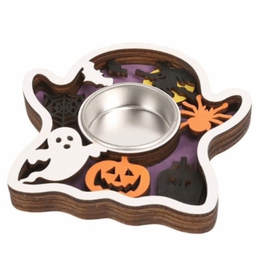 Multi-layered Halloween Candle Holder Romantic Wooden Candle Stands Ghost Festival