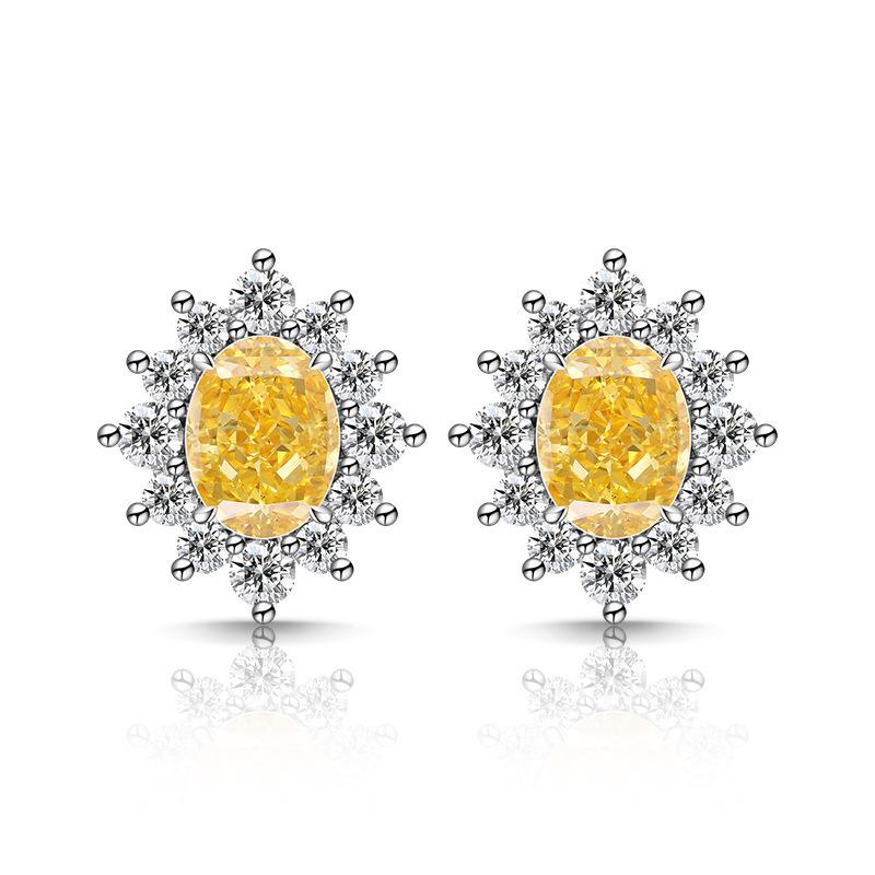 Серьги-гвоздики из стерлингового серебра 925 пробы, модные, легкая роскошь, подсолнух, ледяной цветок, огранка циркон, подарок на день рождения, годовщину