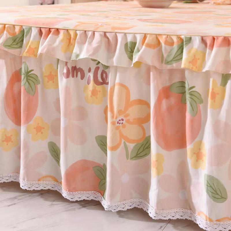 Комплект простыней из 100% хлопка с принтом, покрывало King Queen Size, милая толстая юбка из чистого хлопка с 2 наволочками