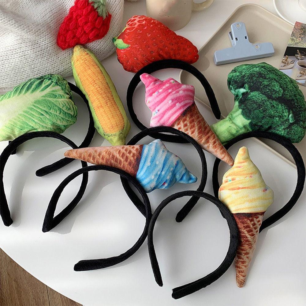 Vegetable Simulated Food Hair Hoop Strawberry Hotdog Headband Personality   Party
