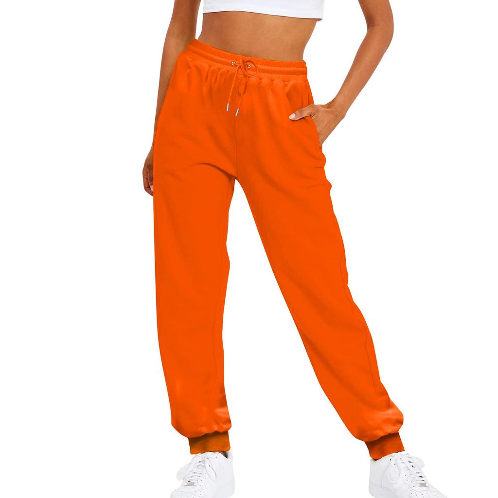 Women's Sweatpants Solid Color Waist Joggers Loose Fit Fleece Sweatpants Streetwear Gym Workout Running Pants
