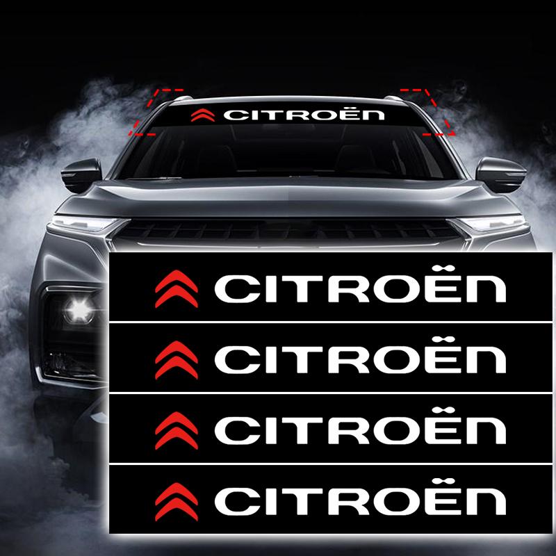 Car front windshield sunshade decorative stickers For Citroen C1 C2 C3 C4 C5X E-C4 C-Crosser C4 Cactus Berlingo Elysee C-ZERO