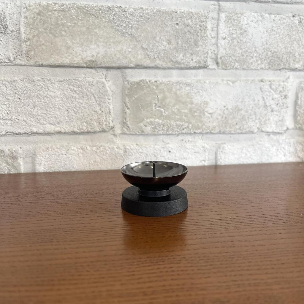 Safe and Secure Small Moe Candlestick, Black, Mini Candle, 166-41, Tokai Seiro, Made in Japan, Full Burning, Candle Holder