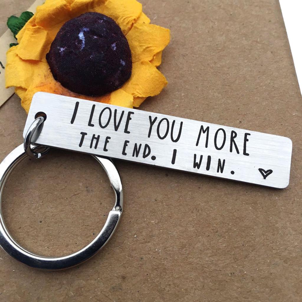 Lettering Keychain Engraved Keyrings I lOVE More The End Engraved Couple Keyring Charm for Birthday Christmas Gift