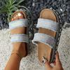 Fashion Women Sandals Summer 2025 New Thick Bottom Sandals Women Beach Slippers Double Buckle Soft Leather Lightweight Shoes Women